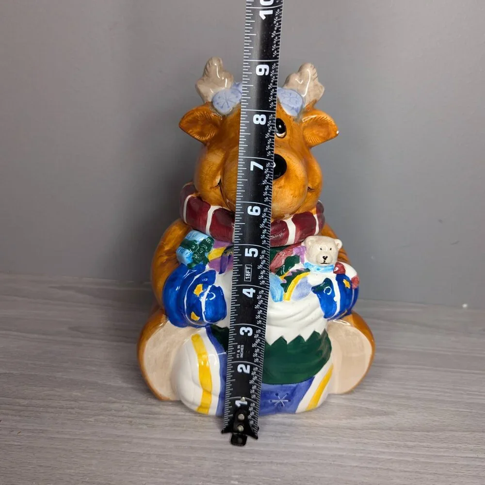 Christmas Reindeer Colorful Ceramic Cookie Jar 9
